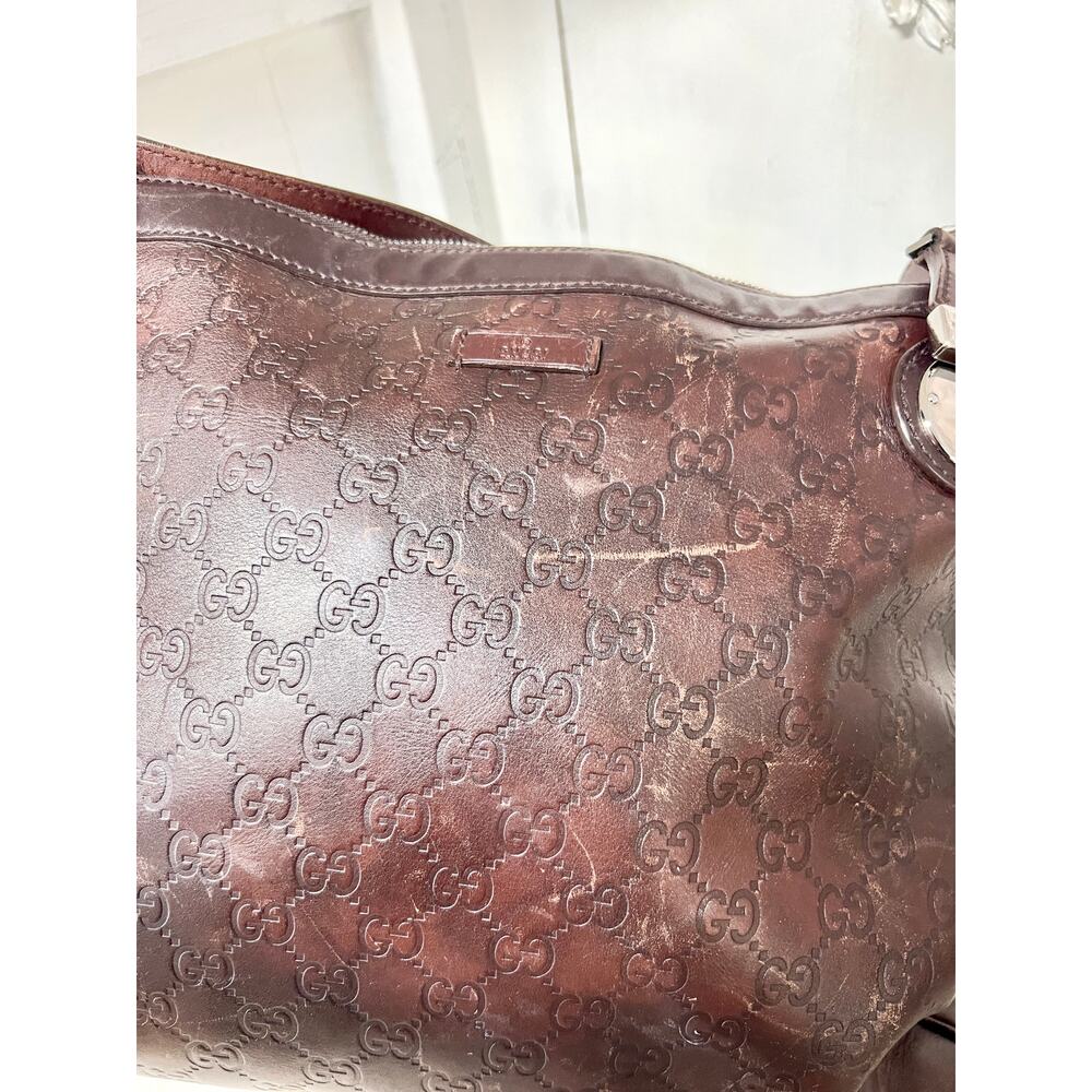 Gucci Brown Leather Messenger Bag w/ GG large dust bag - Picture 14 of 16